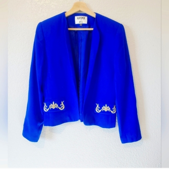 Kasper A.S.L Royal Blue 2 Piece Sheath Dress & Matching Blazer Suit Jacket Set - Picture 3 of 8